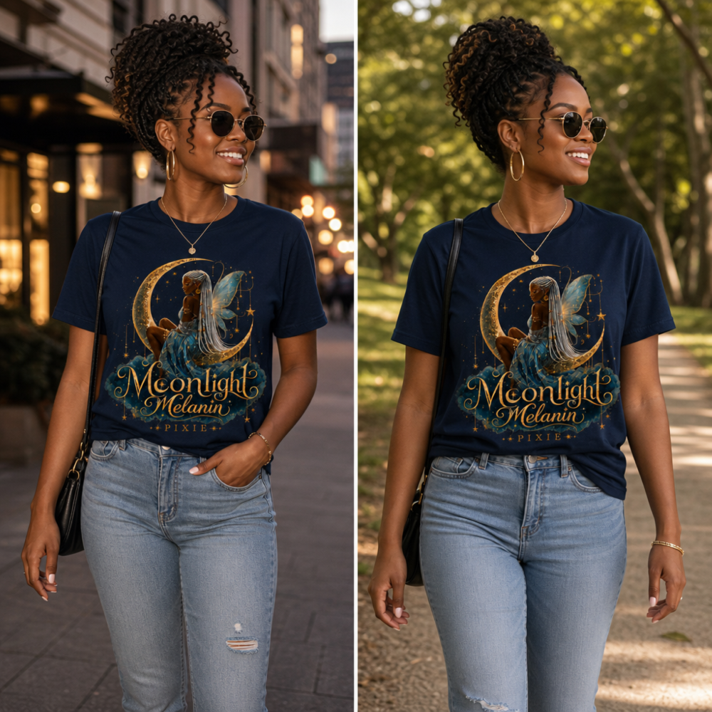Moonlight Melanin Navy Tee  (S-3X) product photo