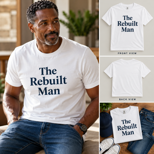 The Rebuilt Man Inspirational Graphic T-Shirt | Rebuilt & Rising Collection product photo