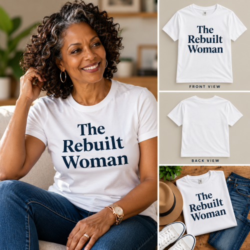 The Rebuilt Woman Inspirational Graphic T-Shirt | Rebuilt & Rising Collection product photo